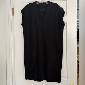 ATM Anthony Thomas Melillo Black V-Neck Cotton Dress - Size S